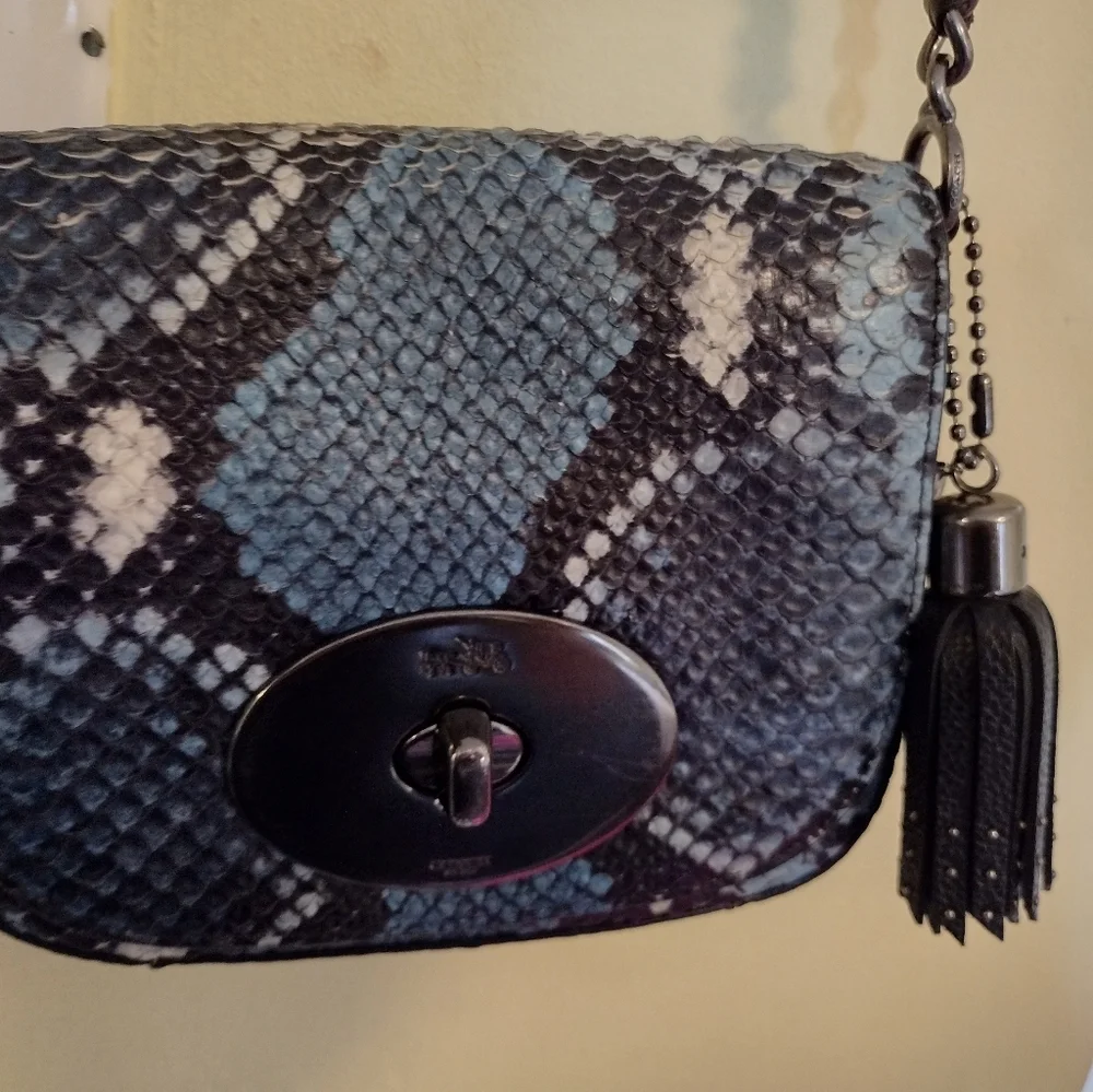 Coach bag gray python Leather_8